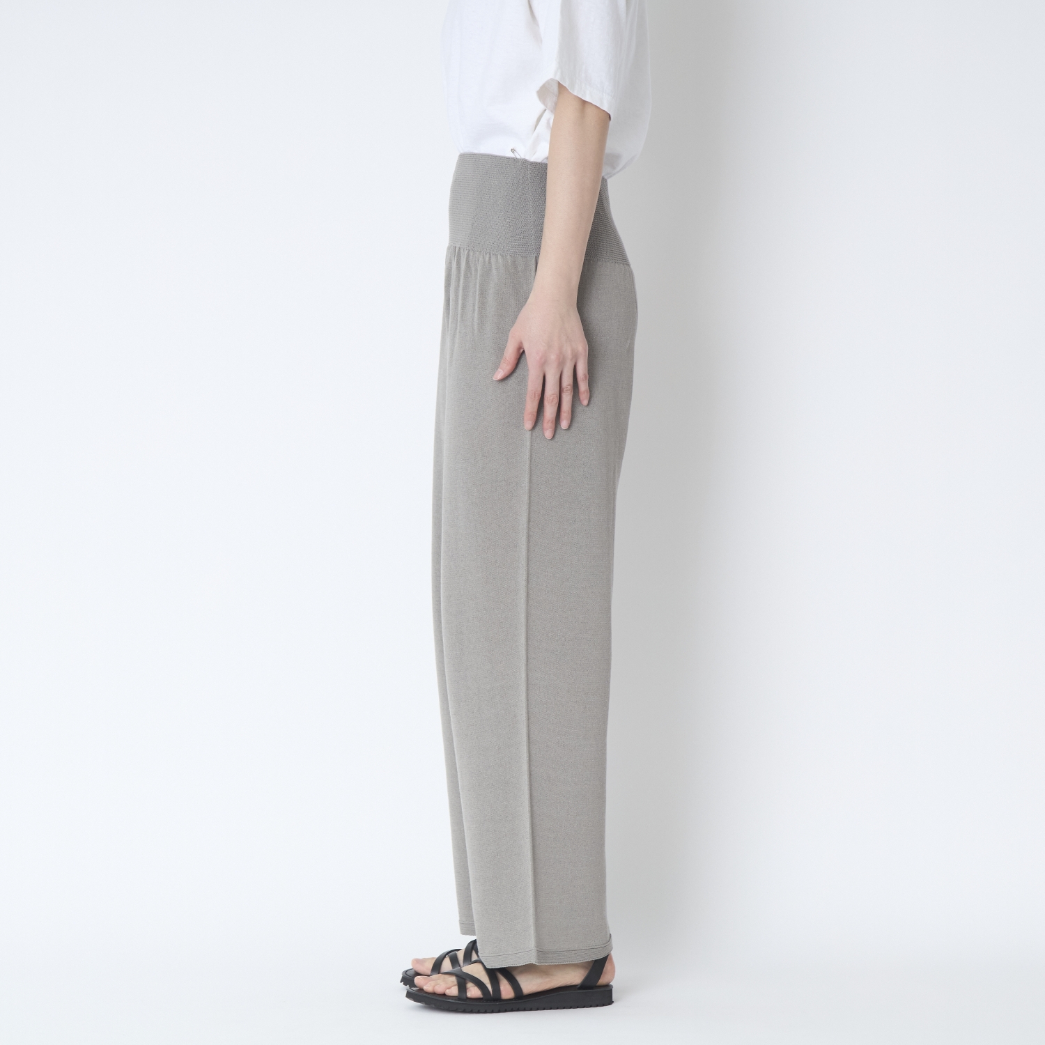 SAIFUKU/のびるニットパンツ ワイドタイプ　綿麻